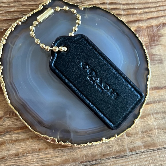 COACH Medium Embossed Leather Key Chain/Bag Charm/Hangtag - dark brown - Picture 1 of 7
